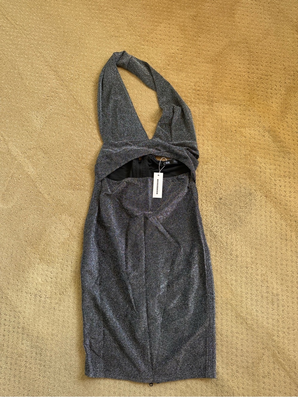 CBR Silver-Charcoal Halter Backless Bodycon Dress